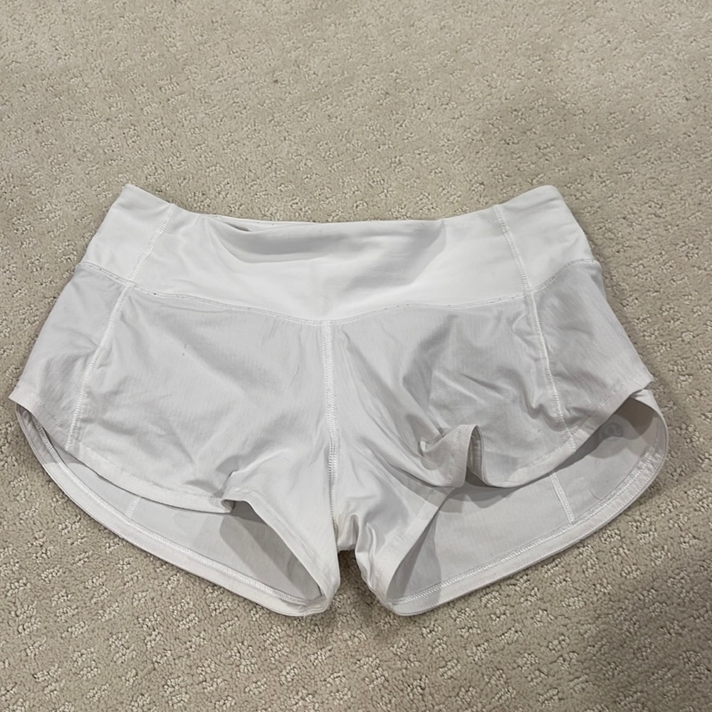 Lululemon White Speed Up Shorts